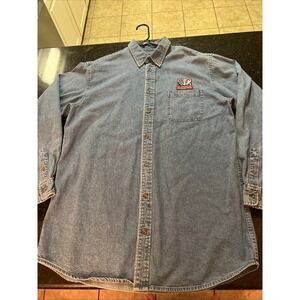Vintage 90s Men's Alabama Crimson Tide Denim Button Down Up Shirt Sz LT Football